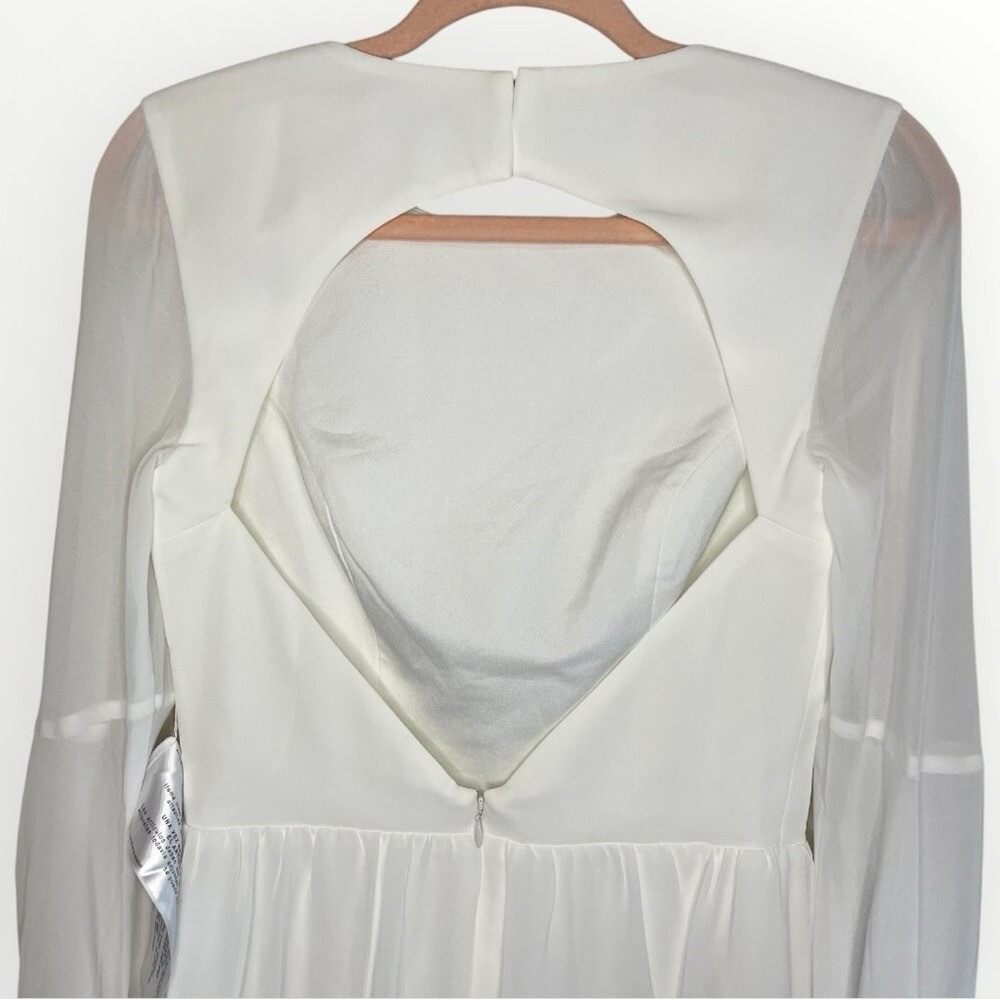 DRESS‎ THE POPULATION Open-Back Paola Fit & Flare White Cocktail Mini Dress, SM - Picture 7 of 10